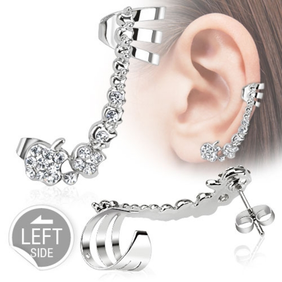 Pave Gems 316L Stainless Steel Cartilage Ear Cuff - Picture 1 of 2